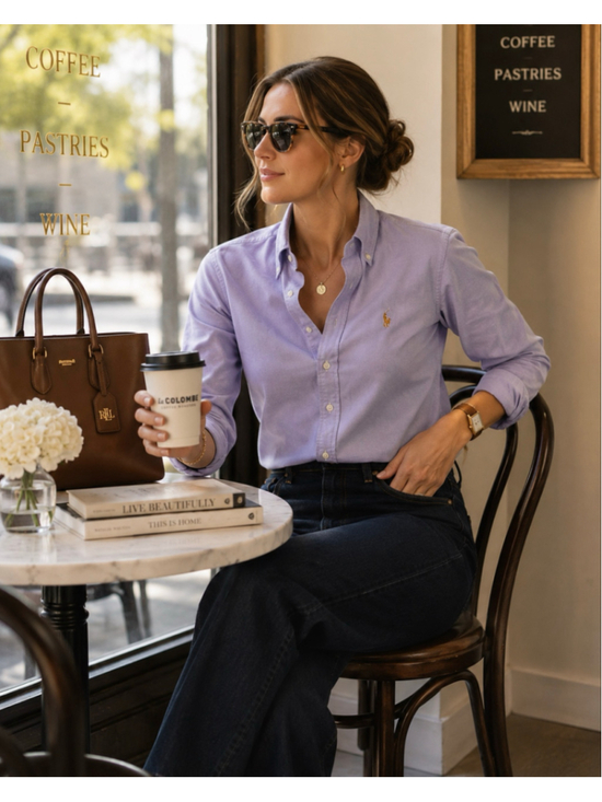 Ralph Lauren Tops - Ralph Lauren Women’s Slim Fit Oxford Shirt Size 6 Lavender Purple Pony Button